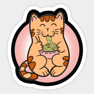 Kawaii Vintage Style Japanese Ramen Cat Sticker